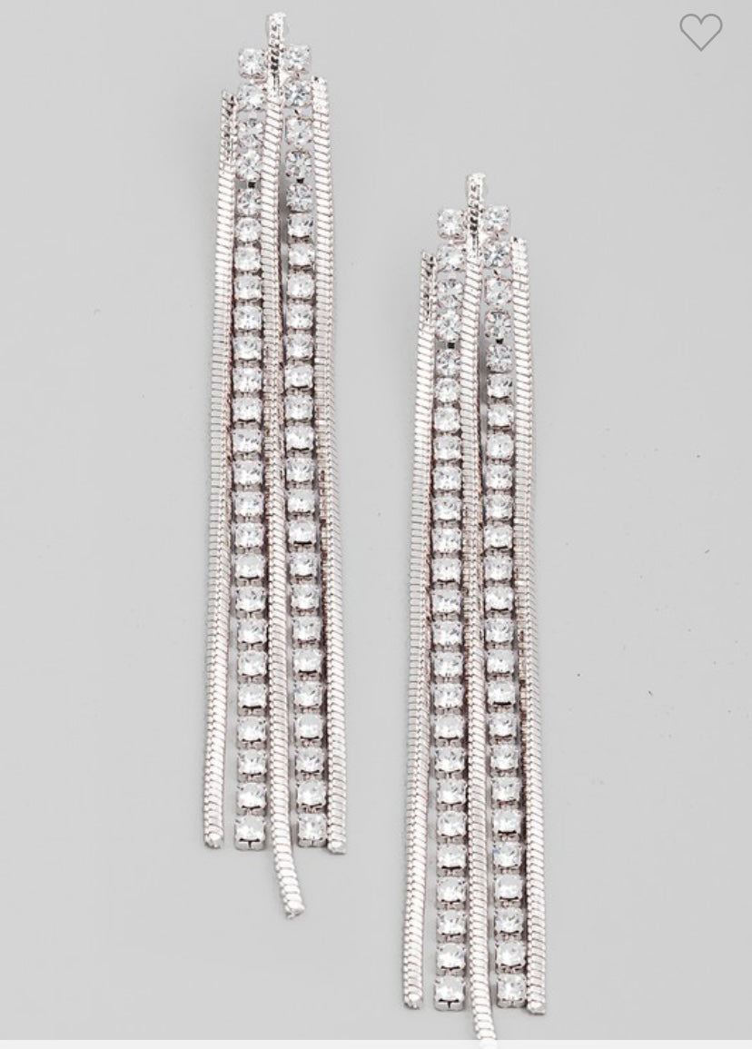 RHINESTONE SNAKE CHAIN EARRINGS