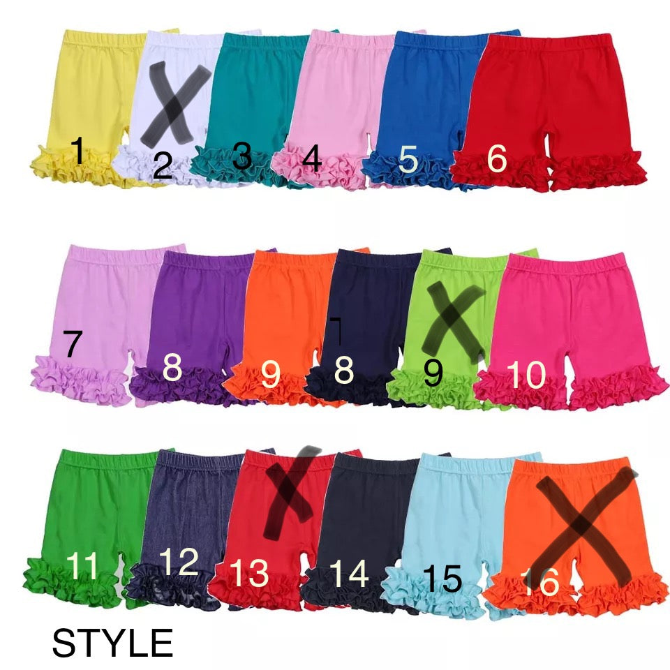 PRE-ORDER GIRLS SOLID RUFFLE SHORTS