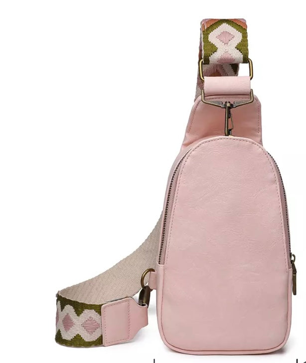 VEGAN LEATHER SLING BAG WITH GUITAR STRAP