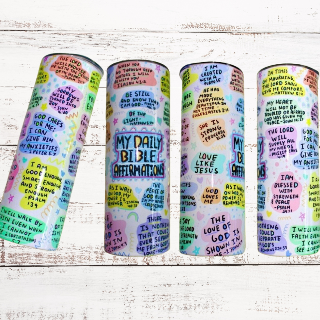 DAILY BIBLE AFFIRMATION 20oz SKINNY TUMBLER