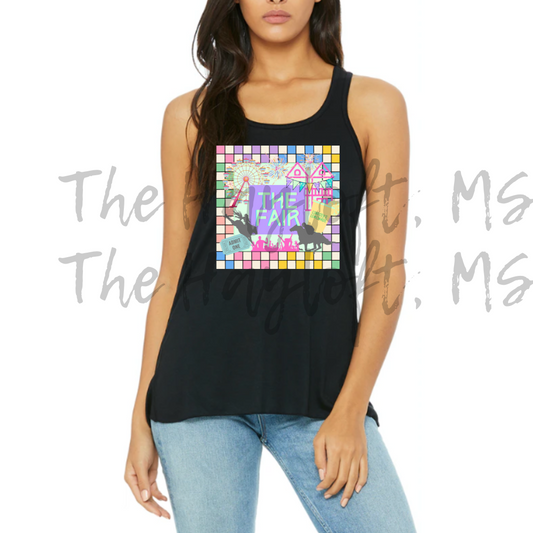FAIR GEO PRINT YOUTH AND LADIES BELLA CANVAS FLOWY TANK PRE-ORDER