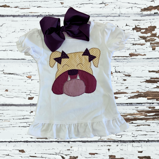 GIRLS BULLDOG APPLIQUÉ TEE