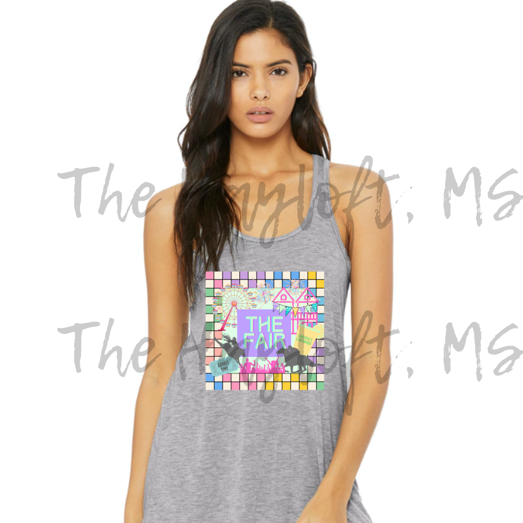 FAIR GEO PRINT YOUTH AND LADIES BELLA CANVAS FLOWY TANK PRE-ORDER