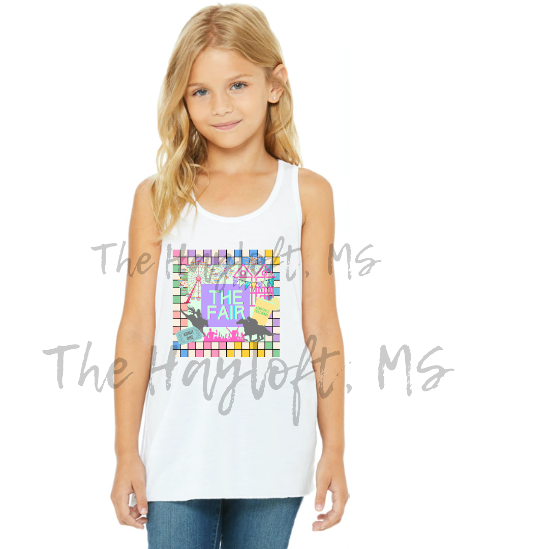 FAIR GEO PRINT YOUTH AND LADIES BELLA CANVAS FLOWY TANK PRE-ORDER