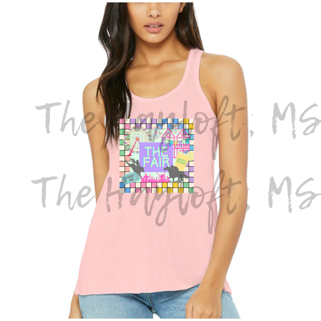 FAIR GEO PRINT YOUTH AND LADIES BELLA CANVAS FLOWY TANK PRE-ORDER