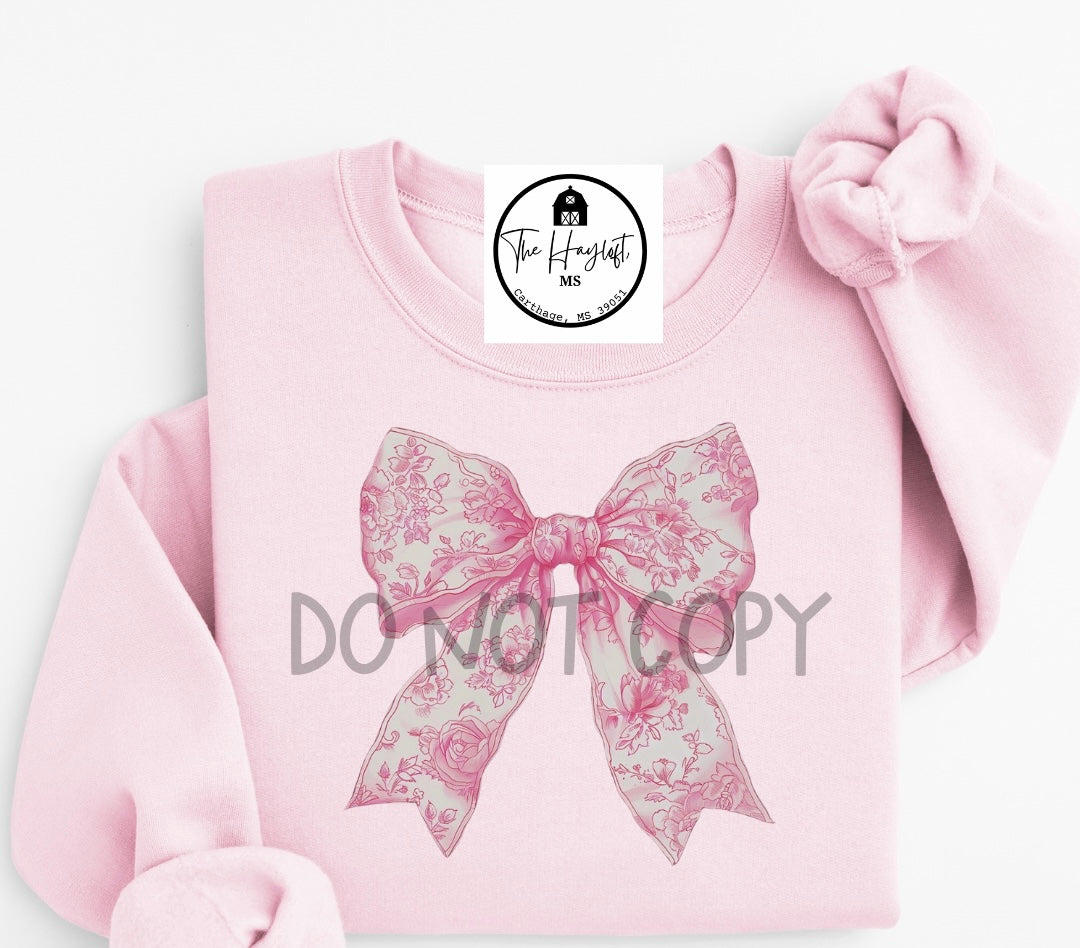 Pink floral bow sweatshirt