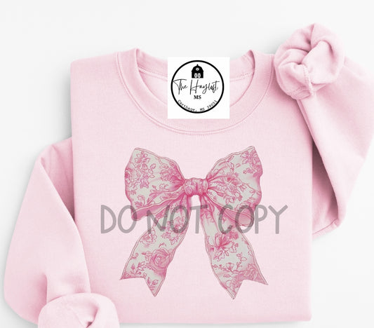 Pink floral bow sweatshirt