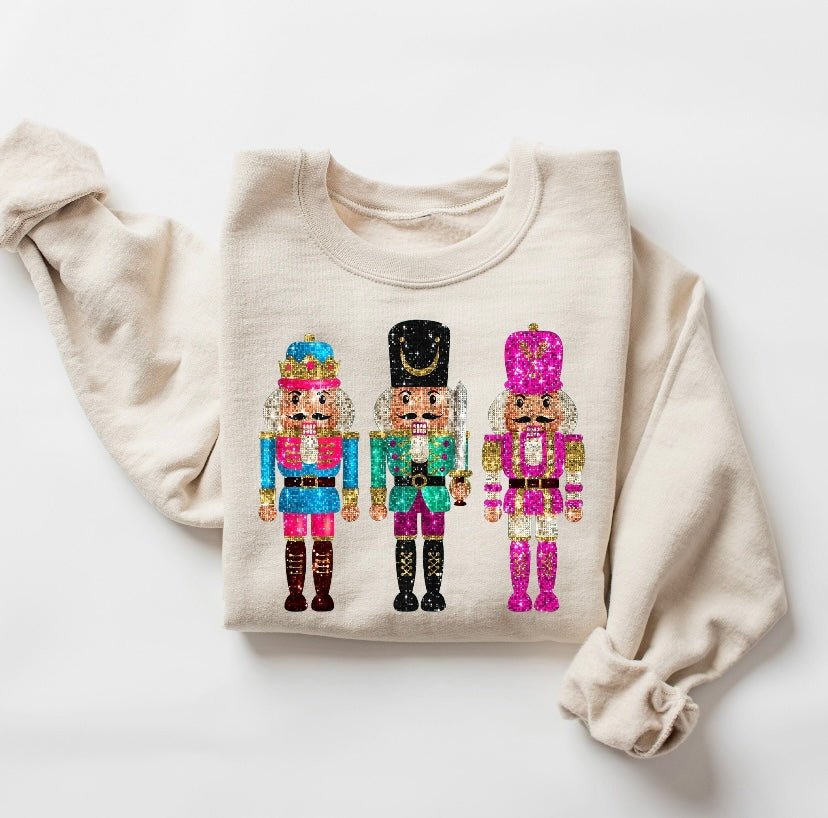 Faux sparkle triple nutcracker sweatshirt