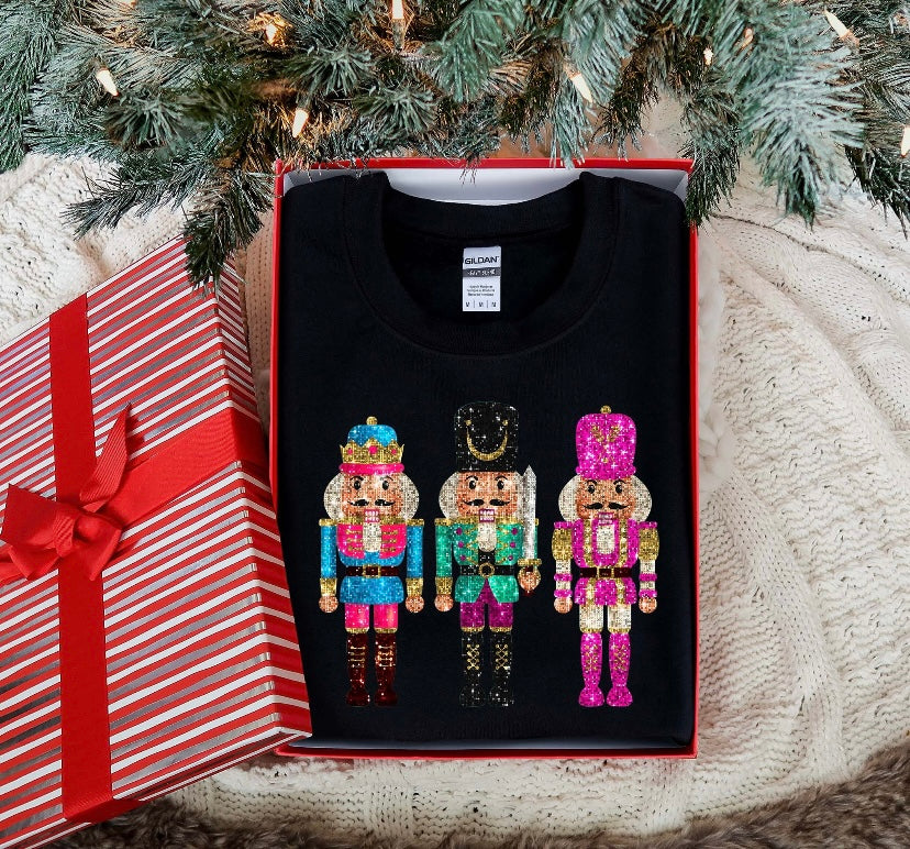 Faux sparkle triple nutcracker sweatshirt