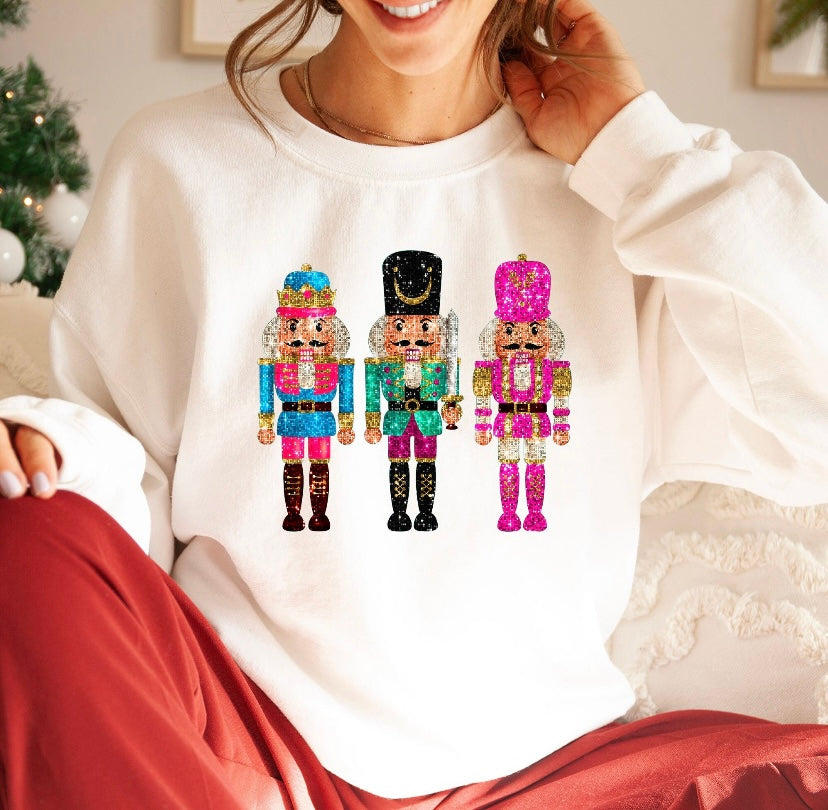 Faux sparkle triple nutcracker sweatshirt