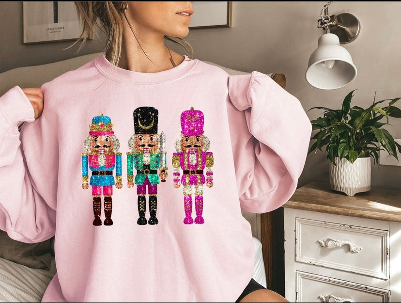 Faux sparkle triple nutcracker sweatshirt