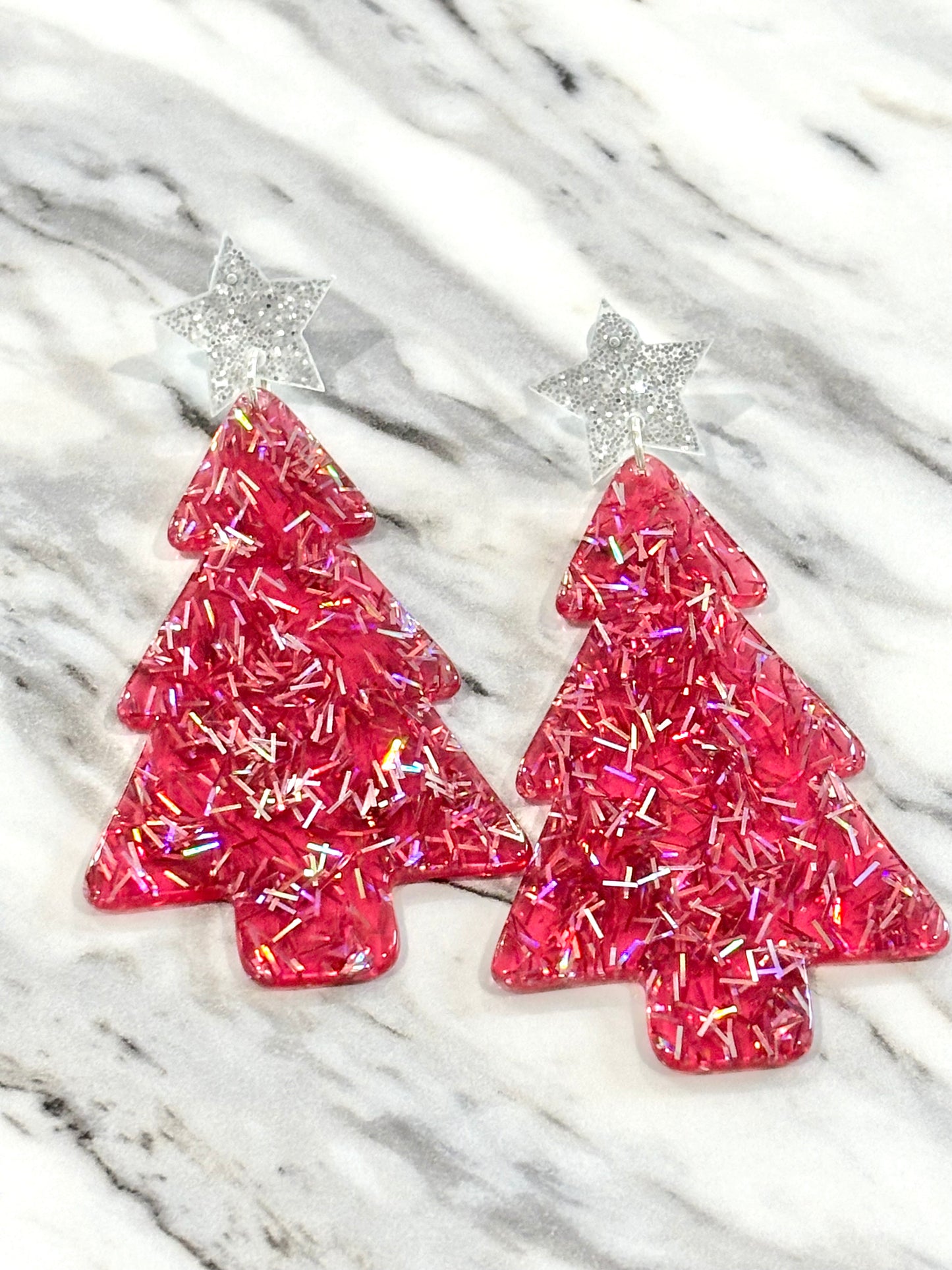 LARGE CHRISTMAS TREE CONFETTI EARRINGS