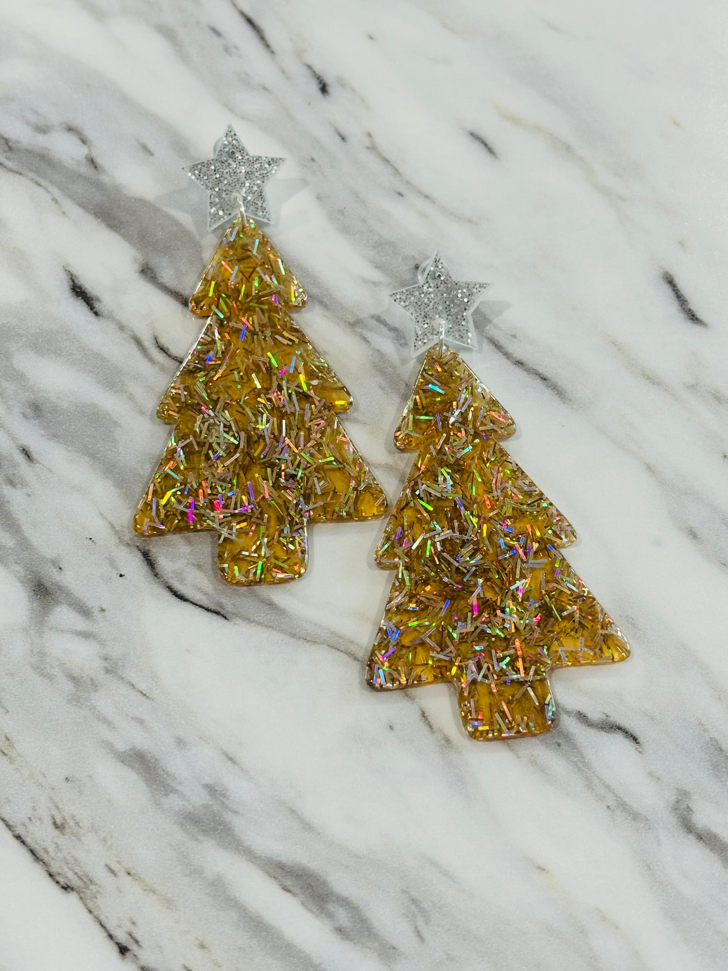 LARGE CHRISTMAS TREE CONFETTI EARRINGS