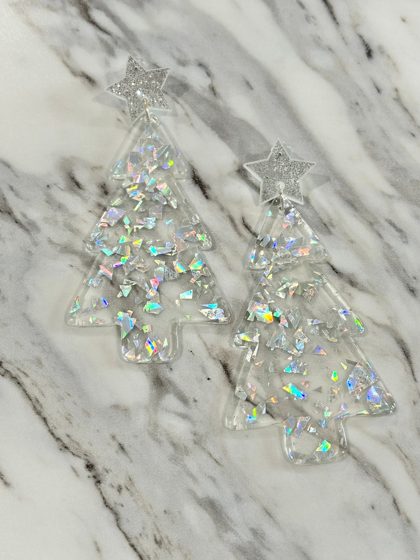 LARGE CHRISTMAS TREE CONFETTI EARRINGS