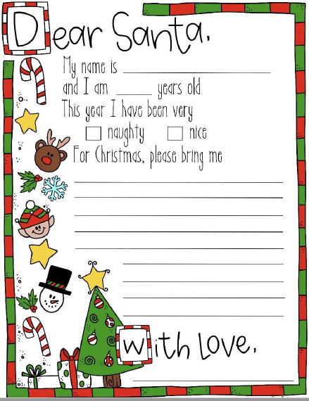 LETTER TO SANTA FREE PRINTABLE