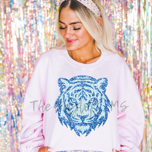 BLUE GLITTER TIGER SWEATSHIRT