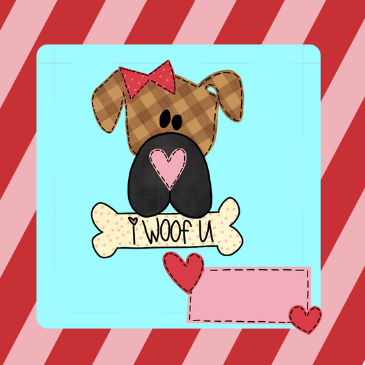 I WOOF YOU STRIPE GIRL V-DAY TAG