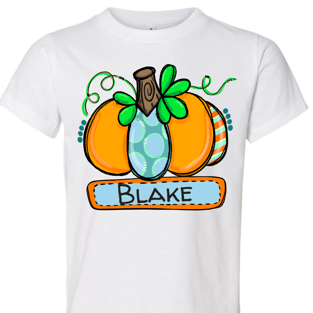 BOYS PUMPKIN WITH NAME TEE