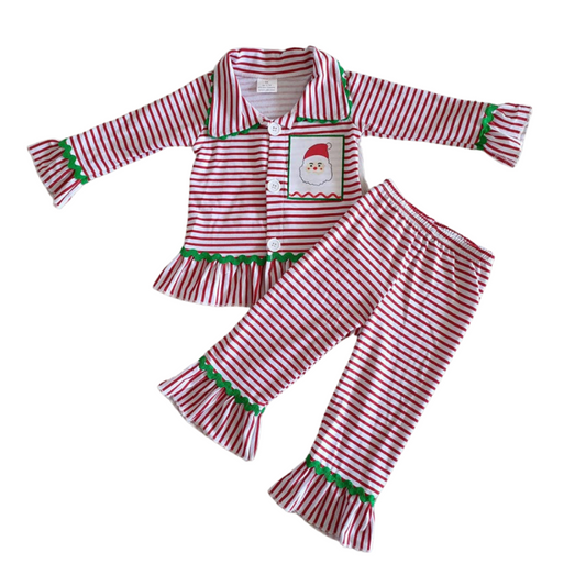 GIRLS RED AND WHITE STRIPED CHRISTMAS PAJAMAS  MO