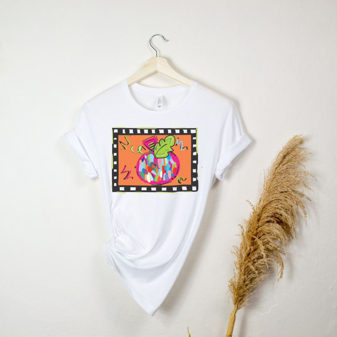 WOMENS COLORFUL FRAMED PUMPKIN TEE