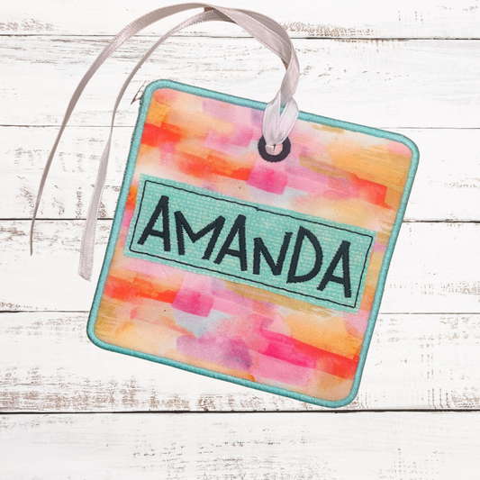 SQUARE COLORFUL BRUSH STROKE BAG TAG