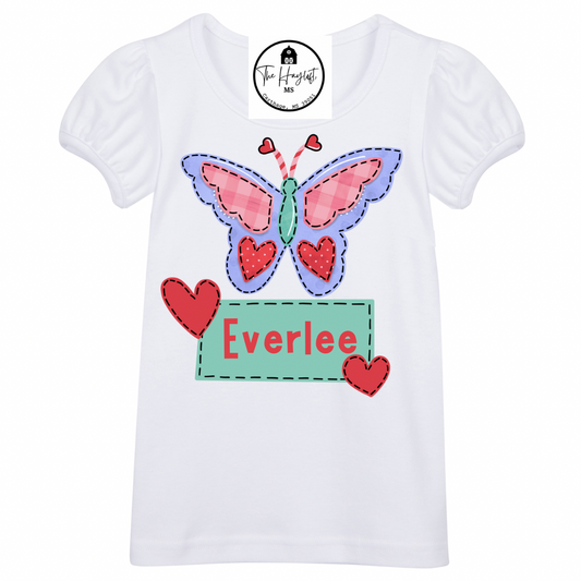 VALENTINE BUTTERFLY NAME BADGE TEE