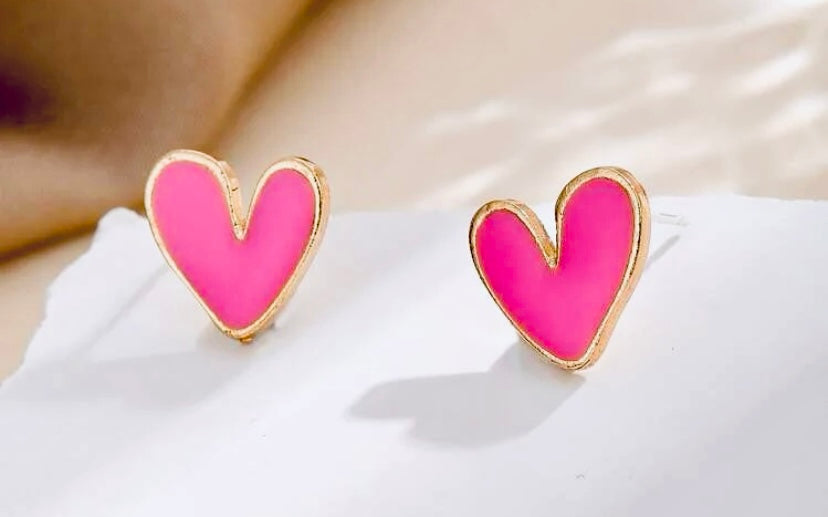 PINK HEART STUDS