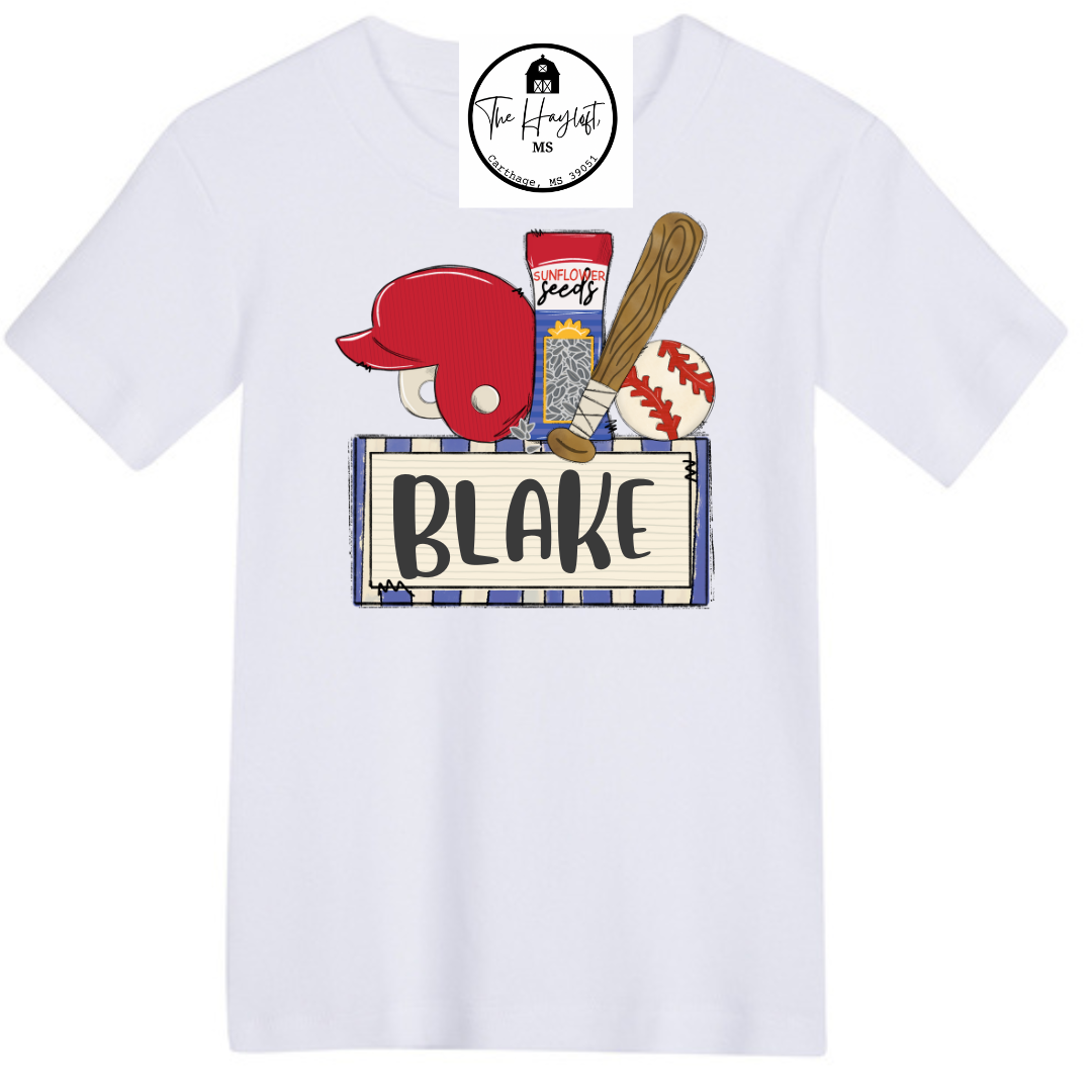 BASEBALL HELMET AND SNACKS TEE