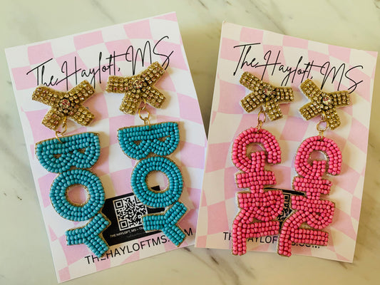 GENDER REVEAL EARRINGS