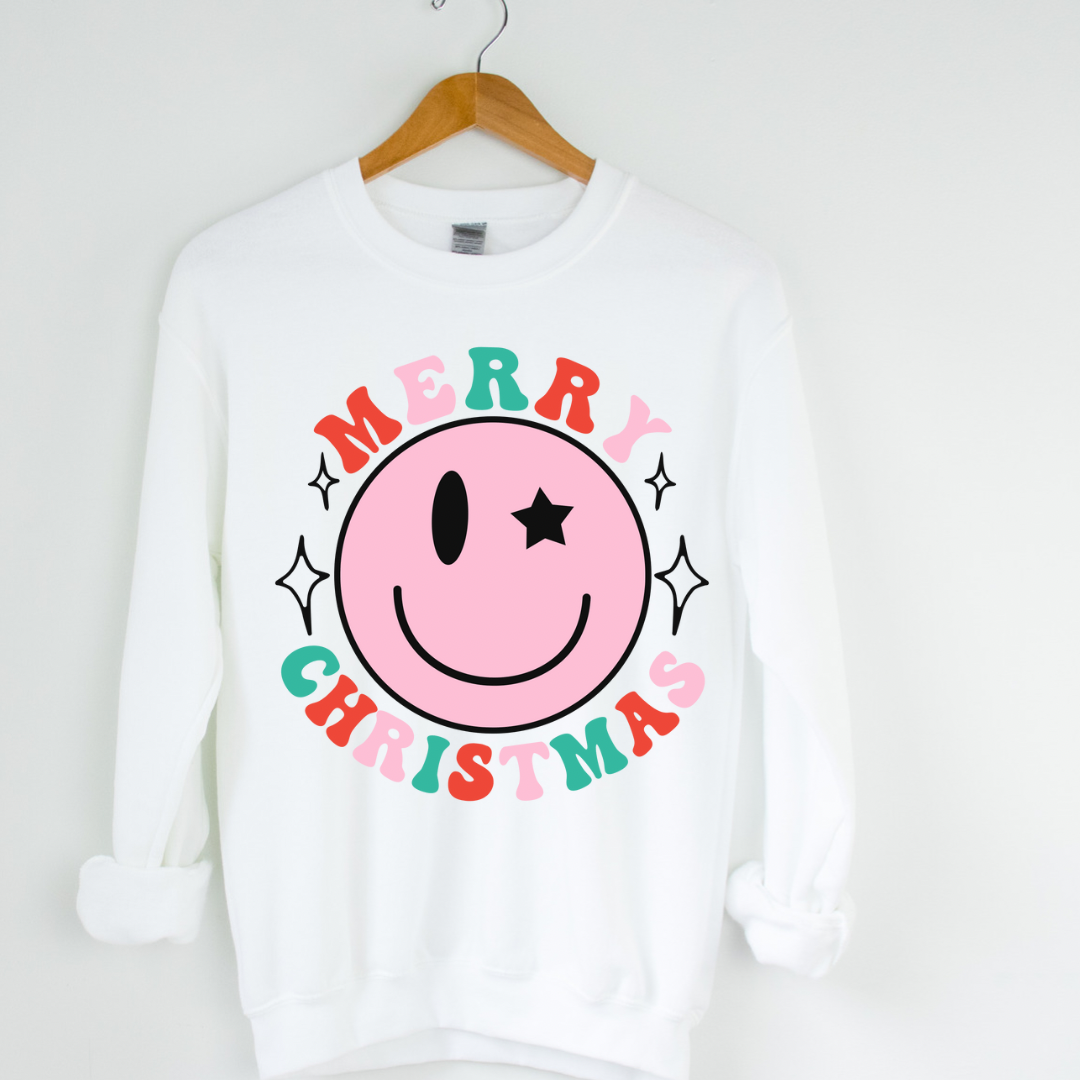 SMILEY FACE MERRY CHRISTMAS TEE/SWEATSHIRT