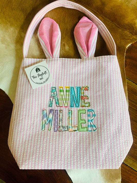 EASTER BASKET WITH NAME APPLIQUÉ