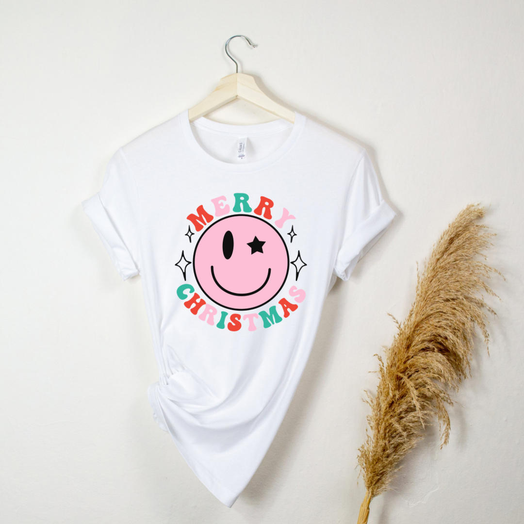 SMILEY FACE MERRY CHRISTMAS TEE/SWEATSHIRT