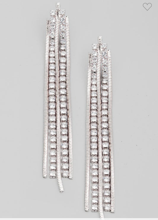 RHINESTONE SNAKE CHAIN EARRINGS