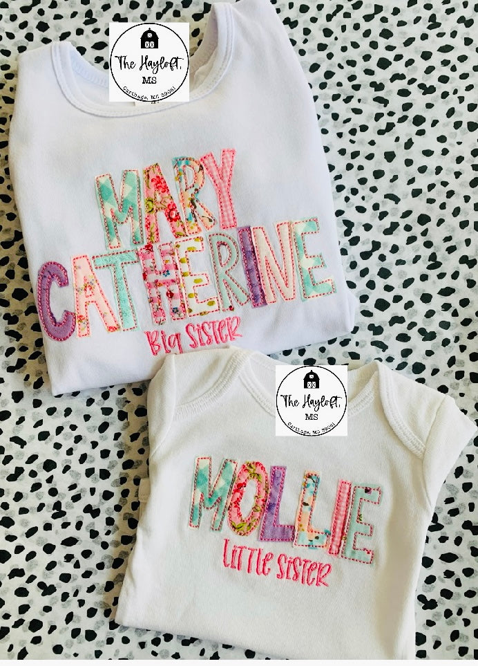 BIG SISTER/ LITTLE SISTER APPLIQUÉ  TEE