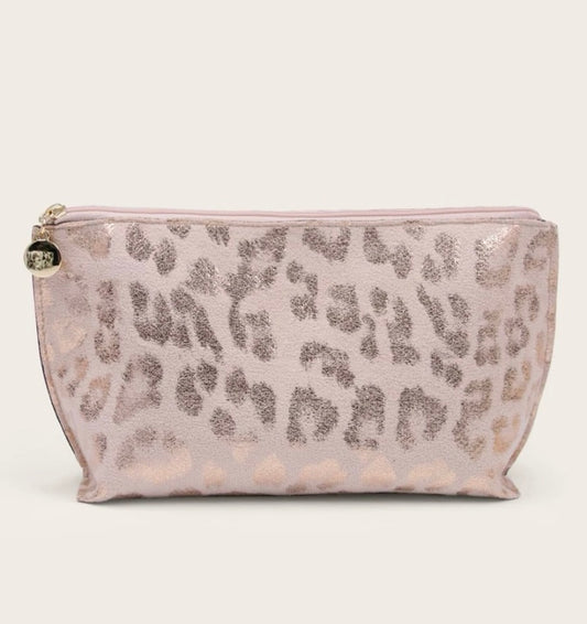 PINK AND GOLD LEOPARD COSMETIC BAG