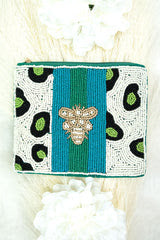 SEED BEAD BLUE QUEEN BEE POUCH