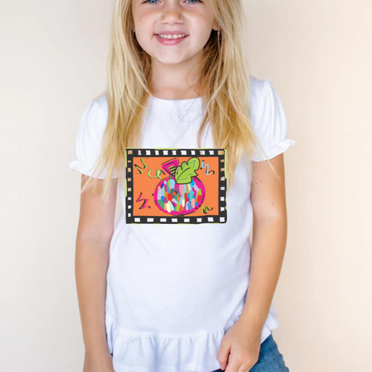 GIRLS COLORFUL FRAMED PUMPKIN TEE