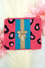 SEED BEAD PINKK QUEEN BEE POUCH