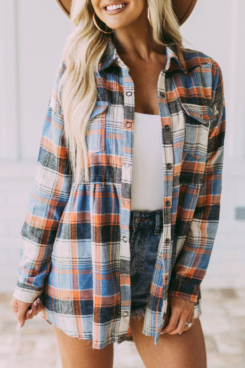 PEPLUM FLANNEL BLUE/ORANGE