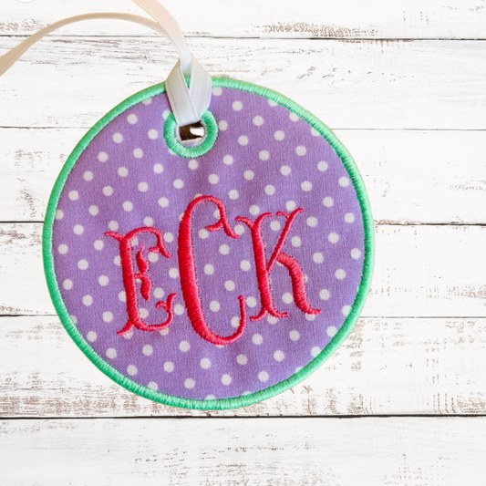 BAG TAG PURPLE MINT AND HOT PINK ROUND