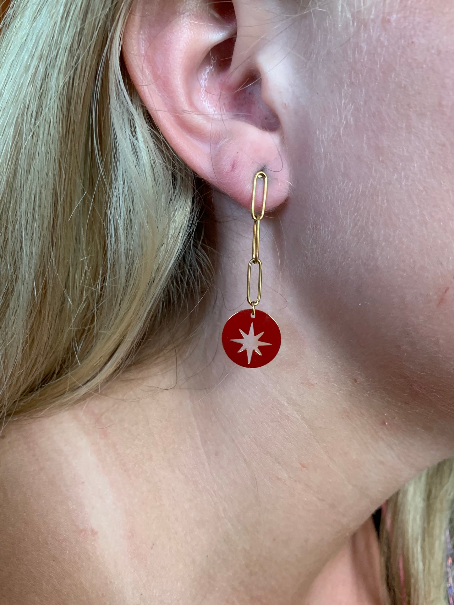 MINIMALIST CHAIN STARBURST EARRINGS