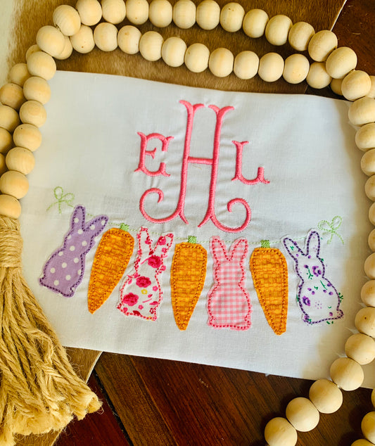 PINK EASTER BANNER WITH MONOGRAM BODYSUIT