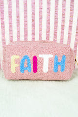 PINK FUZZY FAITH COSMETIC BAG