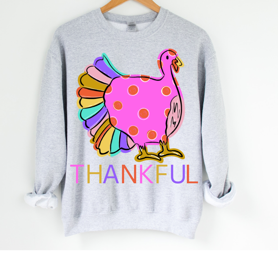 COLORFUL TURKEY THANKFUL SWEATSHIRT