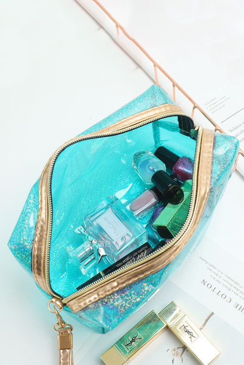 CLEAR SPARKLE GOLD SMALL MAKE UP BAG