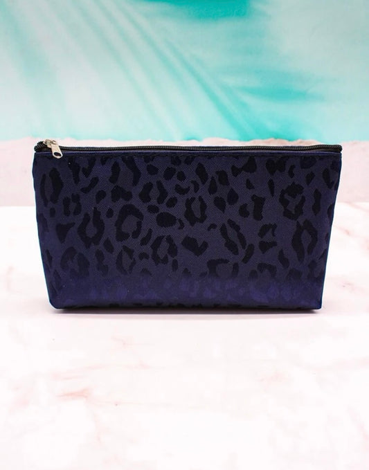 NAVY LEOPARD COSMETIC BAG