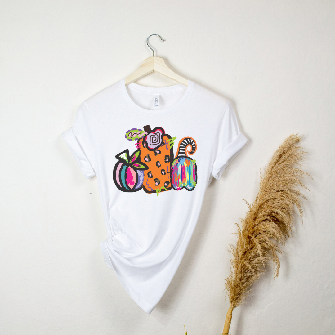 WOMENS TRIPLE COLORFUL PUMPKIN TEE