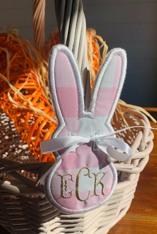 PINK DIAMOND MONOGRAM EASTER BUNNY TAG