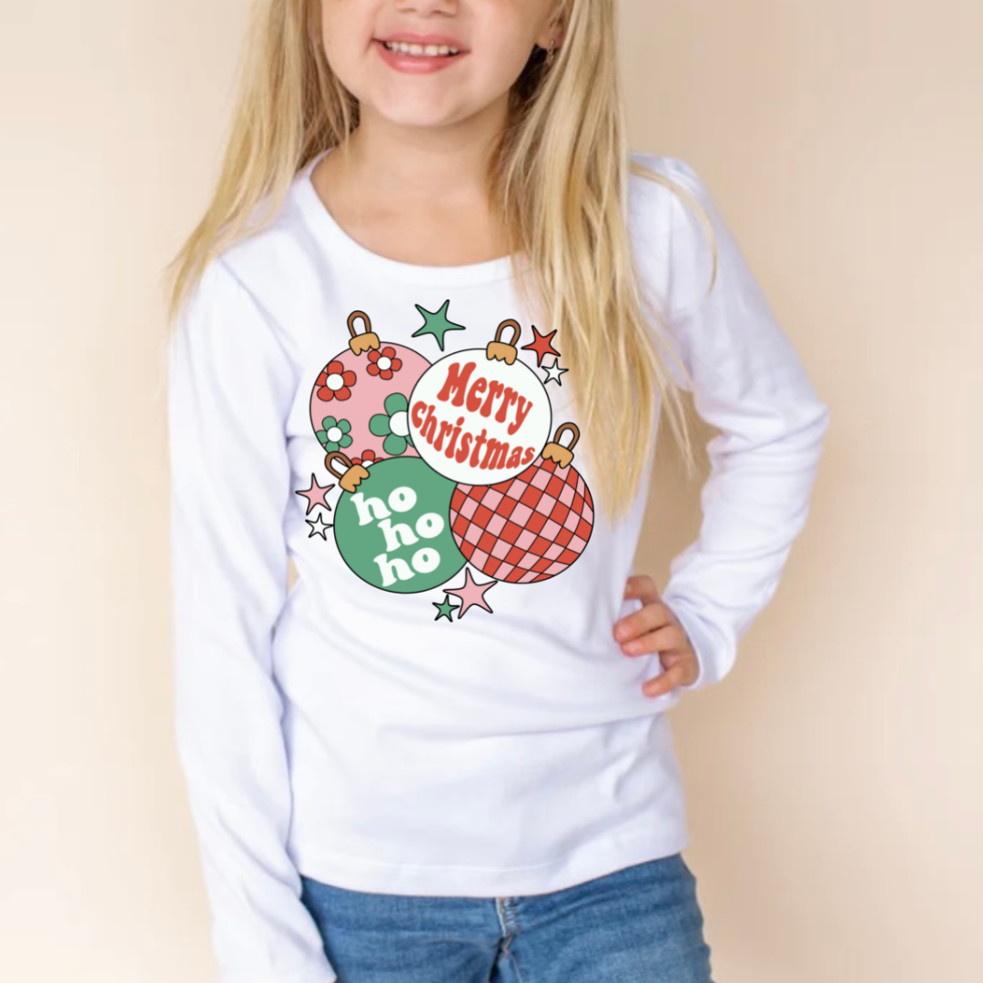 RETRO CHRISTMAS ORNAMENTS LONG SLEEVE/SHORT SLEEVE