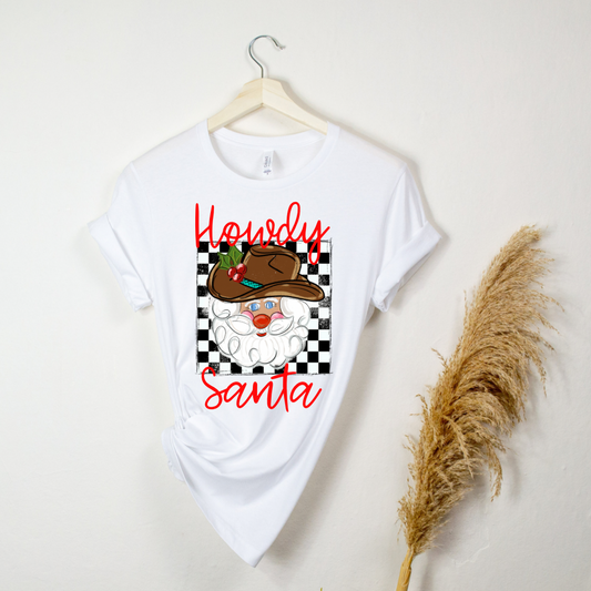 HOWDY SANTA BLACK CHECK TEE /SWEATSHIRT